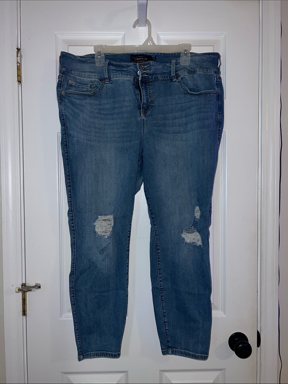 torrid Skinny Distressed Medium Blue Denim Jeans